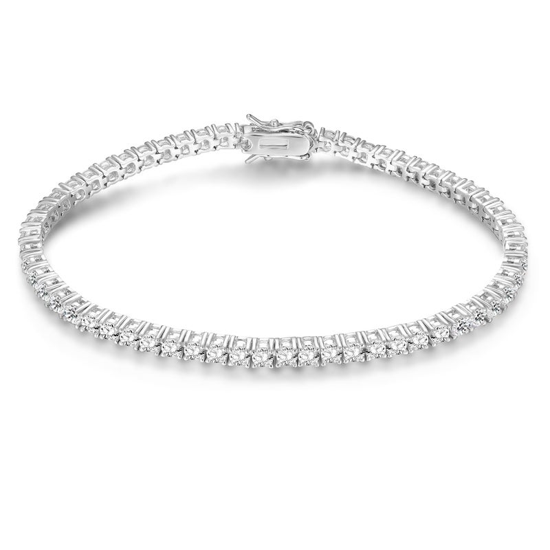 Gemsme 18K White Gold Plated 3.0mm Cubic Zirconia Classic Tennis Bracelet 7.5 Inch - Image 4